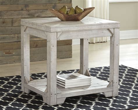 Whitewashed Wood End Tables